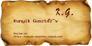 Kunyik Gusztáv névjegykártya